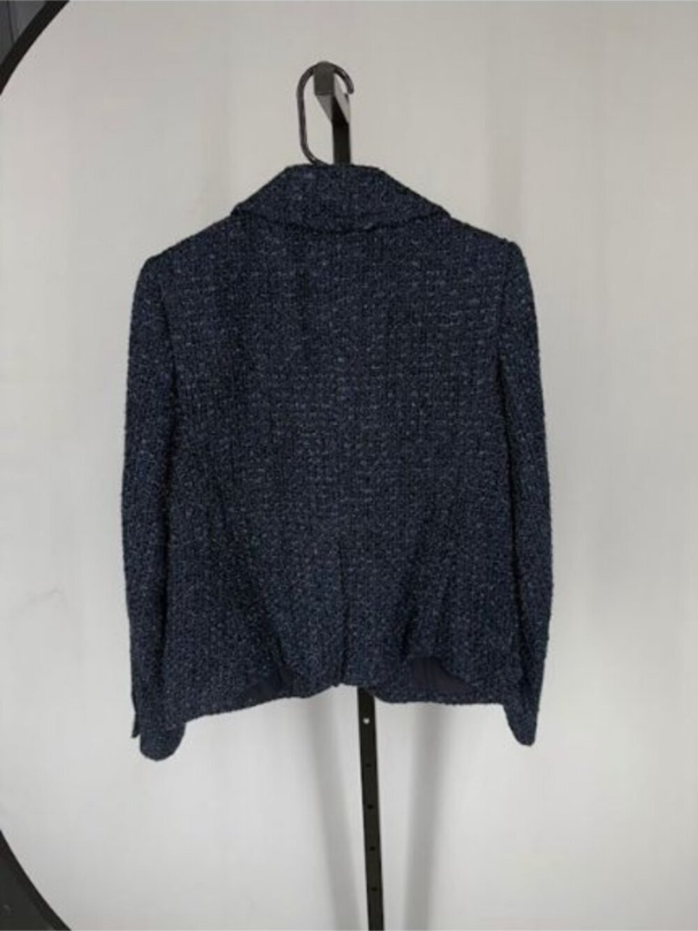 Michael Kors Blue Metallic Tweed Button Front Blazer - Picture 6 of 6